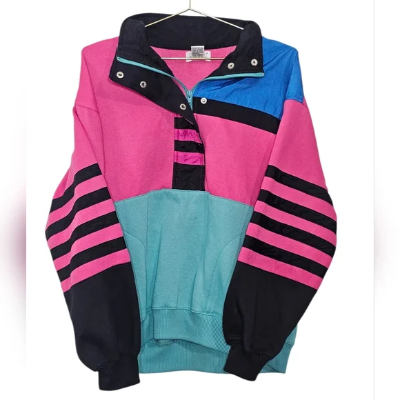 Bocoo Vintage 90s Women's Half Zip Windbreaker Sweater/Jacket Sz M Pullover - Picture 5 of 9